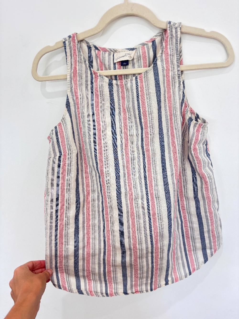 Universal Thread Striped Tank Top Small Cream Red Blue 4th of July Coastal